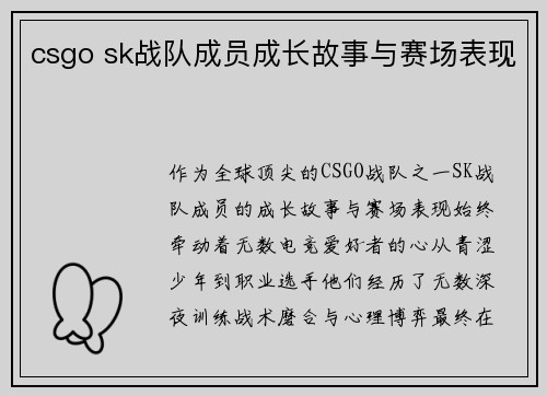 csgo sk战队成员成长故事与赛场表现